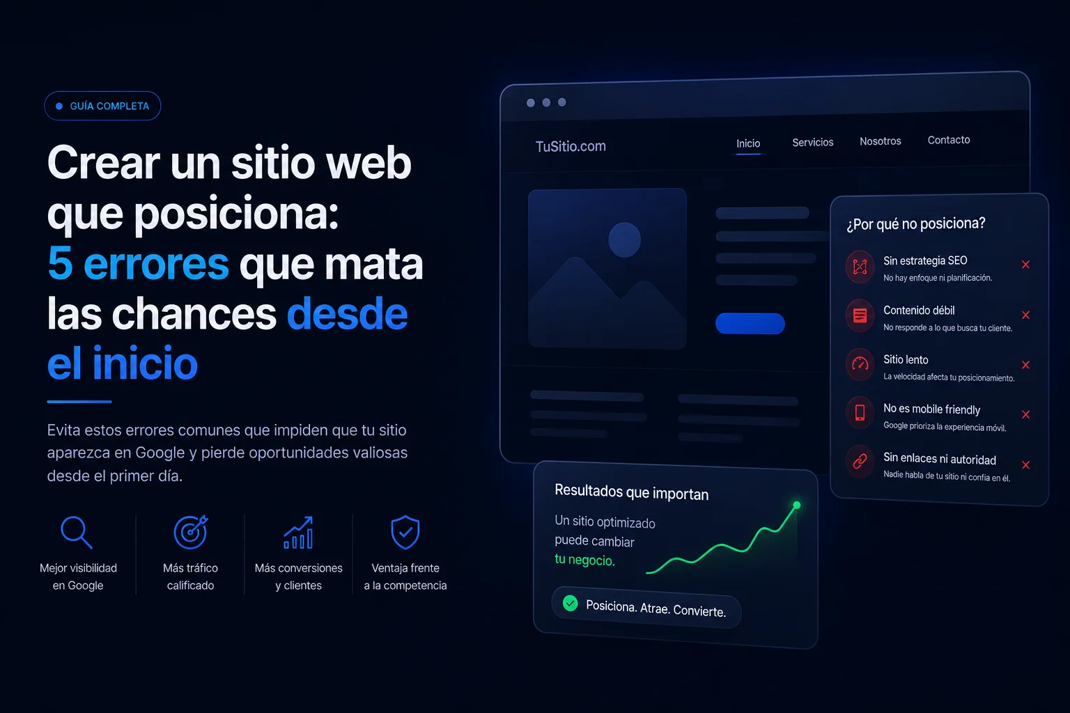 Crear un sitio web que posiciona: 5 errores que mata las chances desde el inicio